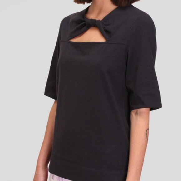 GANNI Black Top with Twist Detail Short Sleeve Size XS or small - Picture 1 of 13